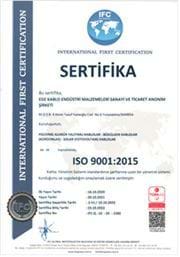 ISO 9001 KALİTE YÖNETİM SİSTEMİ BELGESİ