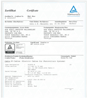 TUV RHEINLAND  EN 50618 SOLAR KABLO ÜRÜN BELGESİ